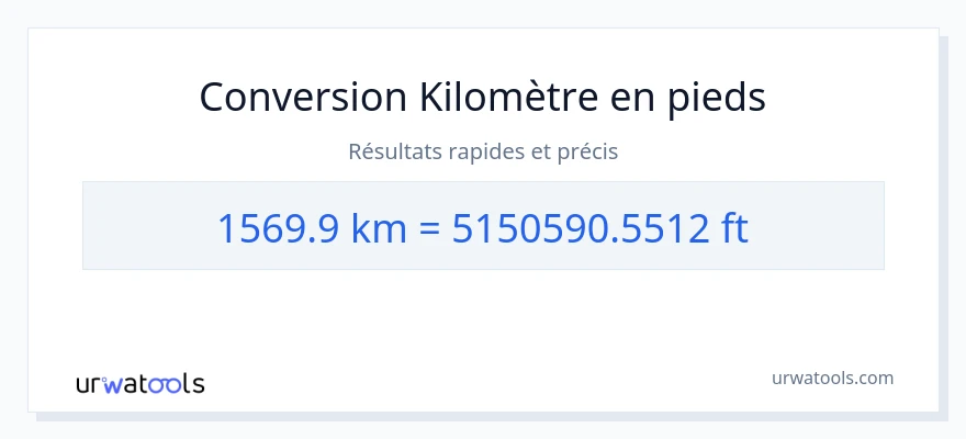 Conversion 1569.9 kilomètres vers Pieds
