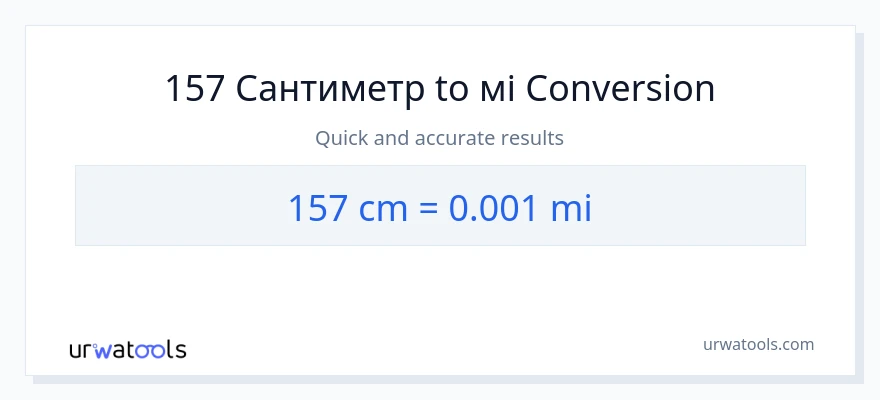 Конверсія з Сантиметри у милі: 157
