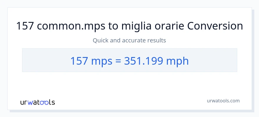 Conversione da 157 Meters Per Second a miglia all'ora