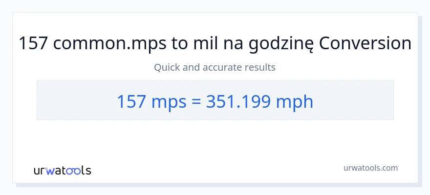 Konwersja 157 Meters Per Second do mil na godzinę