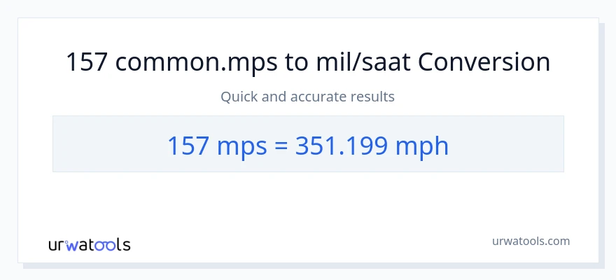 157 Meters Per Second'den mil saatte'e dönüşüm