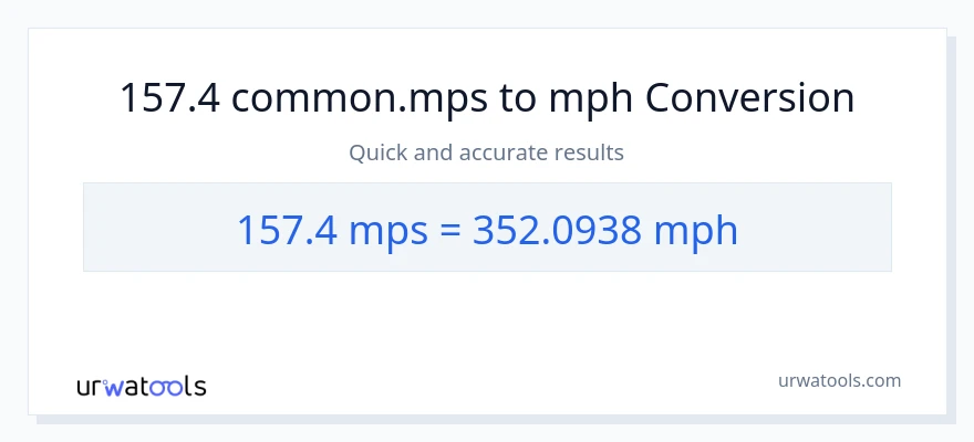 157.4 Meters Per Second patungong milya kada oras na conversion
