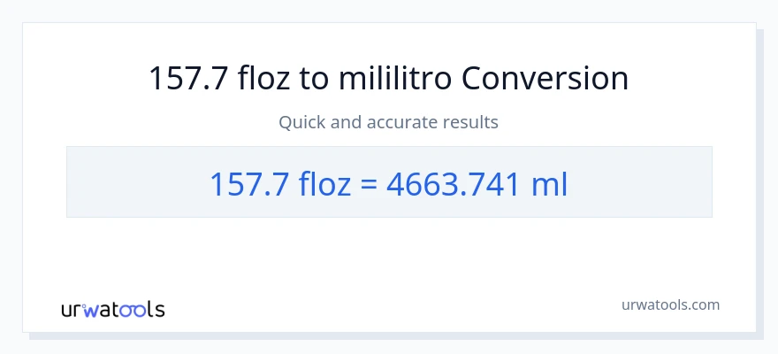 157.7 mga onsa ng likido patungong mga mililitro na conversion