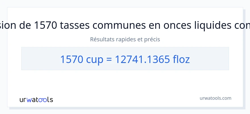 Conversion 1570 tasses vers onces liquides