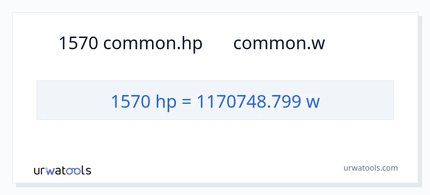 1570 馬力 から ワット への変換