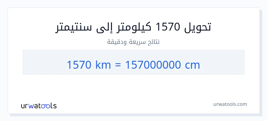 التحويل من 1570 كيلومترات إلى سنتيمترات