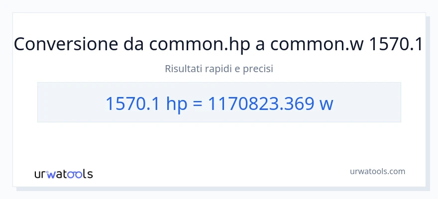 Conversione da 1570.1 potenza a watt