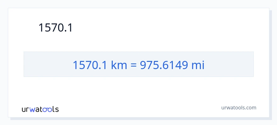 1570.1 കിലോമീറ്റർ ൽ നിന്ന് മൈലുകൾ ലേക്ക് പരിവർത്തനം