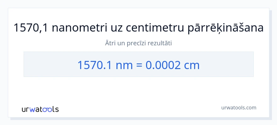 1570.1 nanometri uz Centimetri konversiju