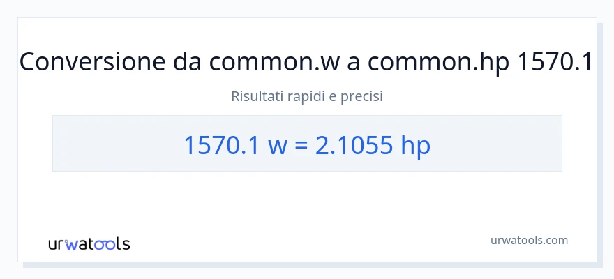 Conversione da 1570.1 watt a potenza