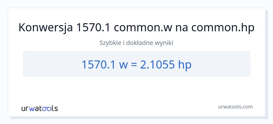 Konwersja 1570.1 watów do moc w koniach mechanicznych