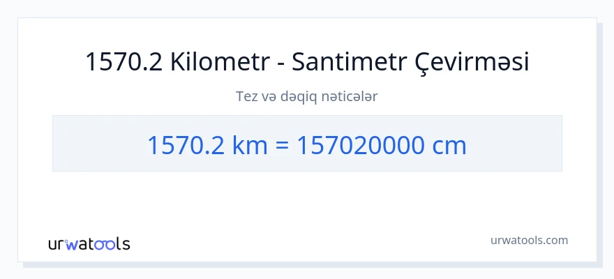 1570.2 kilometr-dən Santimetr-ə çevrilmə