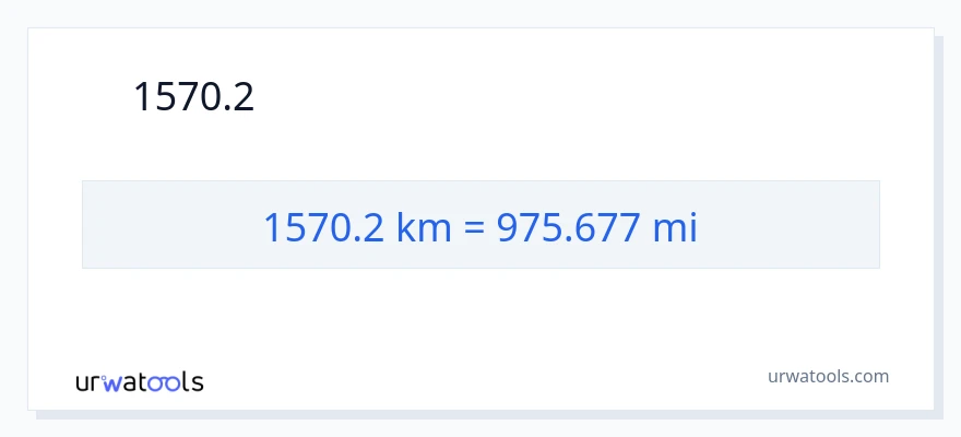 1570.2 കിലോമീറ്റർ ൽ നിന്ന് മൈലുകൾ ലേക്ക് പരിവർത്തനം