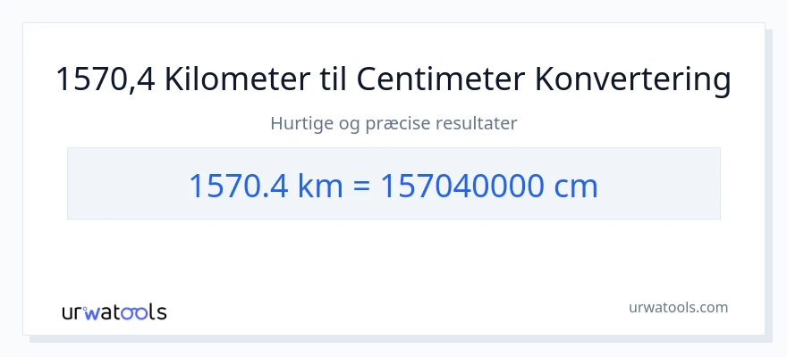 1570.4 kilometer til Centimeter konvertering