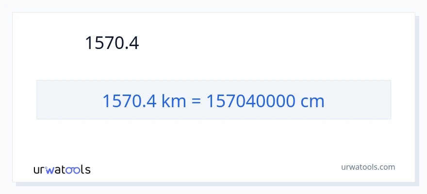 การแปลง 1570.4 กิโลเมตร เป็น เซนติเมตร