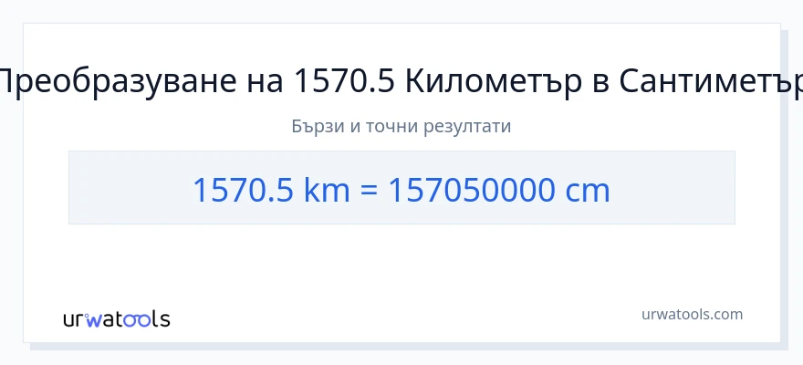 1570.5 конверсия от километри до Сантиметри