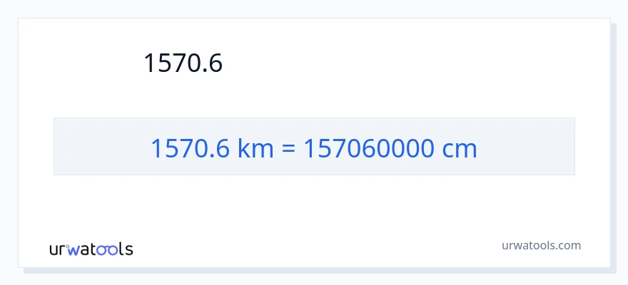 1570.6 キロメートル から センチメートル への変換