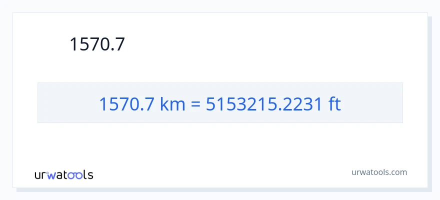 1570.7 কিলোমিটার থেকে পা রূপান্তর