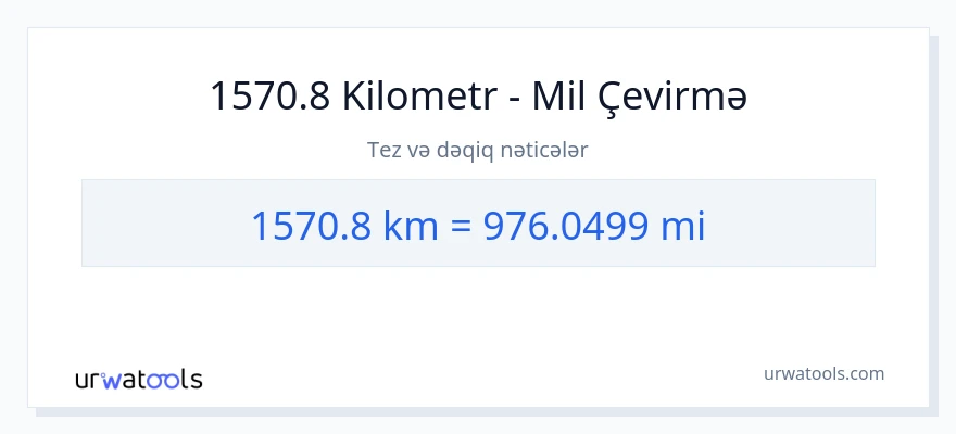 1570.8 kilometr-dən mil-ə çevrilmə