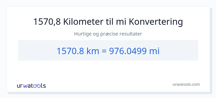 1570.8 kilometer til miles konvertering
