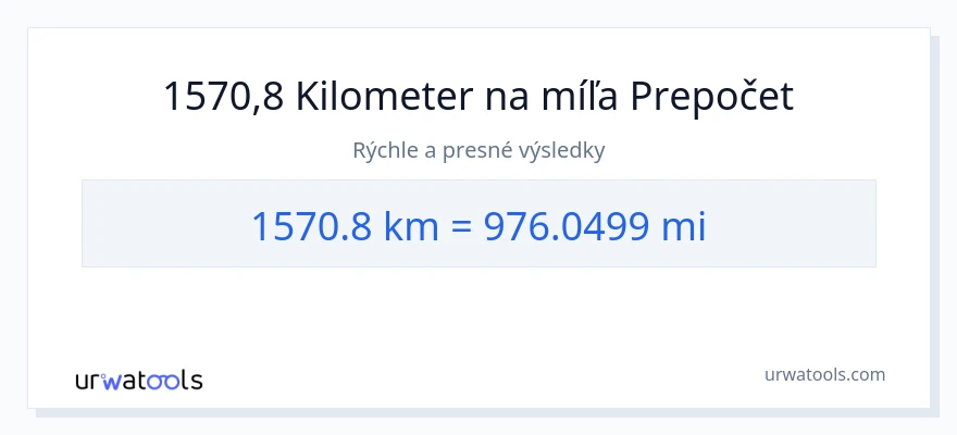 Konverzia z kilometre na míle: 1570.8