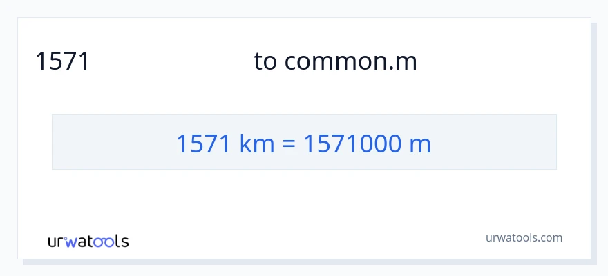 1571 കിലോമീറ്റർ ൽ നിന്ന് മീറ്ററുകൾ ലേക്ക് പരിവർത്തനം
