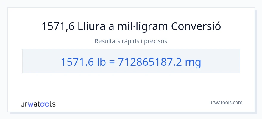 Conversió de 1571.6 lliures a mil·ligrams