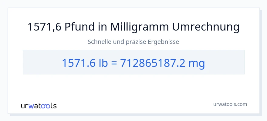 1571.6 Pfund zu Milligramm Umwandlung