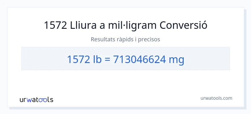 Conversió de 1572 lliures a mil·ligrams