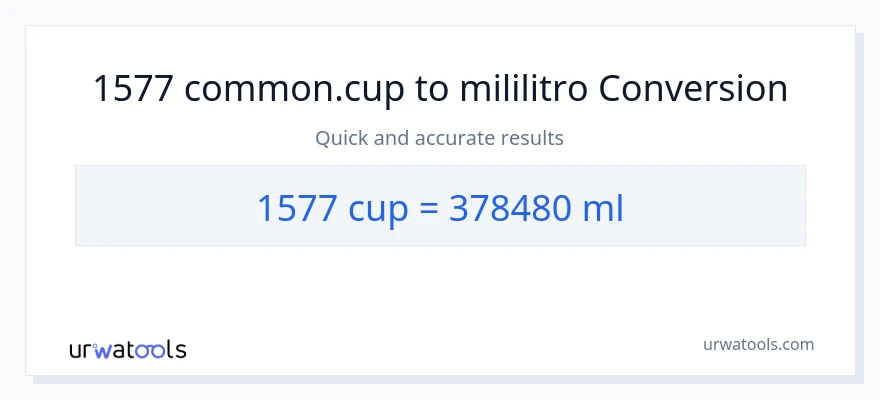 1577 mga tasa patungong mga mililitro na conversion