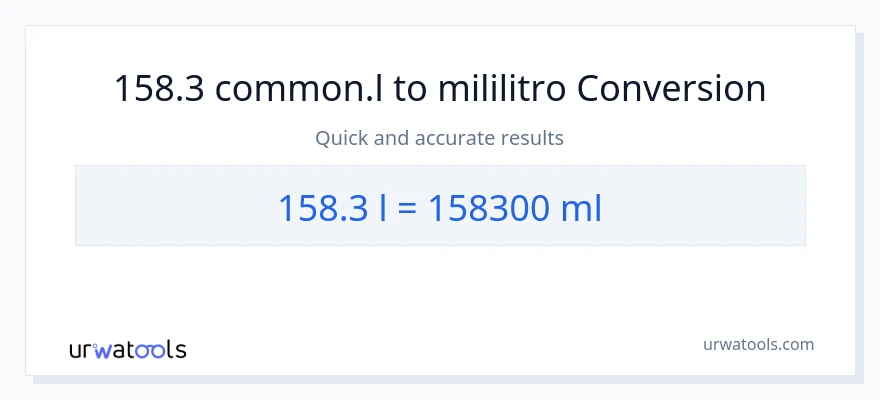 158.3 Liters patungong mga mililitro na conversion