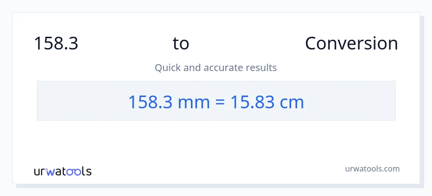 158.3 મિલીમીટર થી સેન્ટીમીટર રૂપાંતર