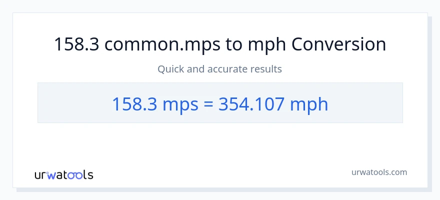 158.3 Meters Per Second patungong milya kada oras na conversion