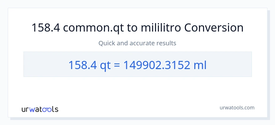 158.4 Quarts patungong mga mililitro na conversion
