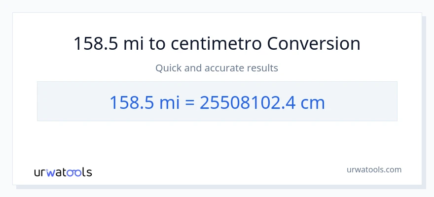 Conversione da 158.5 miglia a Centimetri