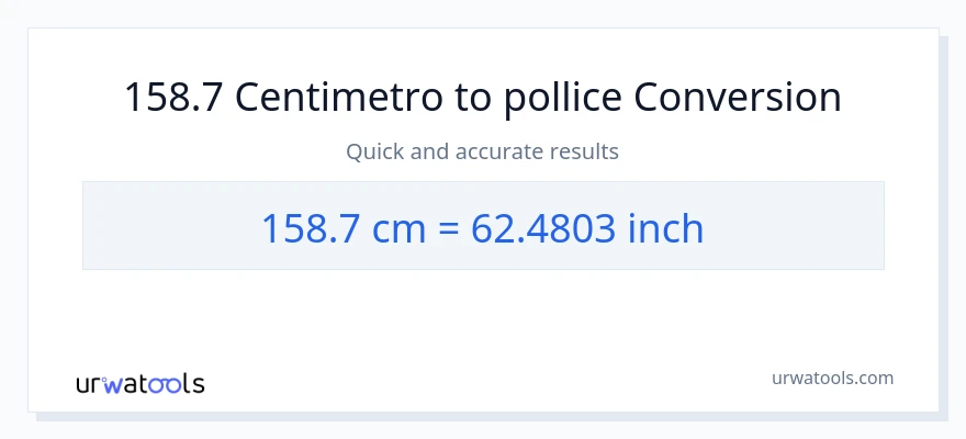 Conversione da 158.7 Centimetri a Pollici