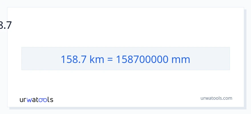158.7 കിലോമീറ്റർ ൽ നിന്ന് മില്ലിമീറ്റർ ലേക്ക് പരിവർത്തനം
