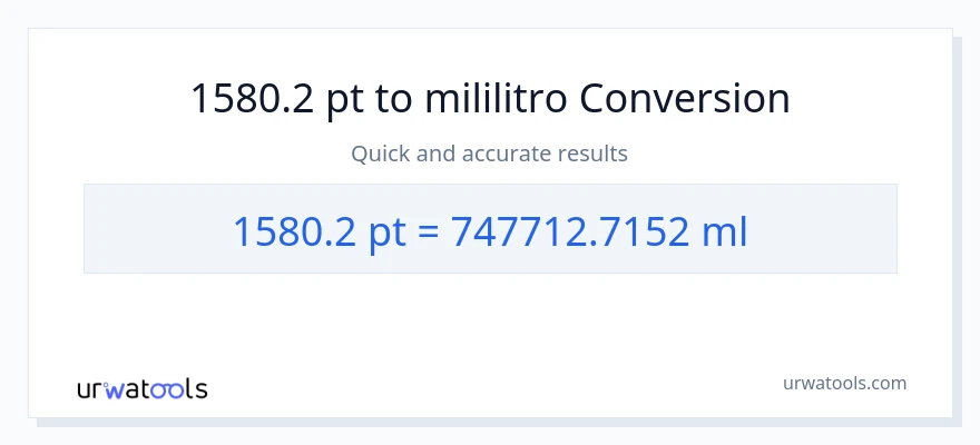 1580.2 Pints patungong mga mililitro na conversion