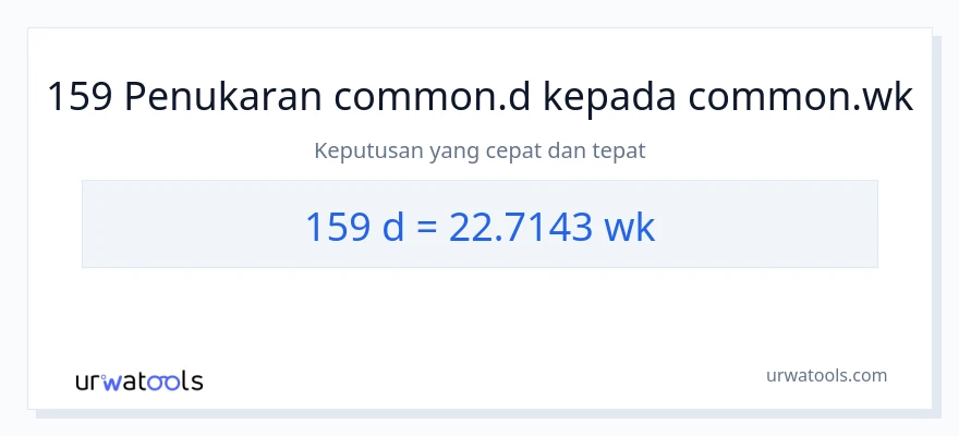 159 Days to Weeks conversion