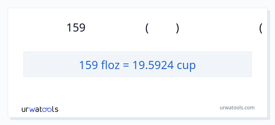 การแปลง 159 ออนซ์ของเหลว เป็น ถ้วย
