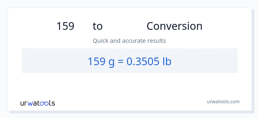 159 ഗ്രാം ൽ നിന്ന് Lbs ലേക്ക് പരിവർത്തനം