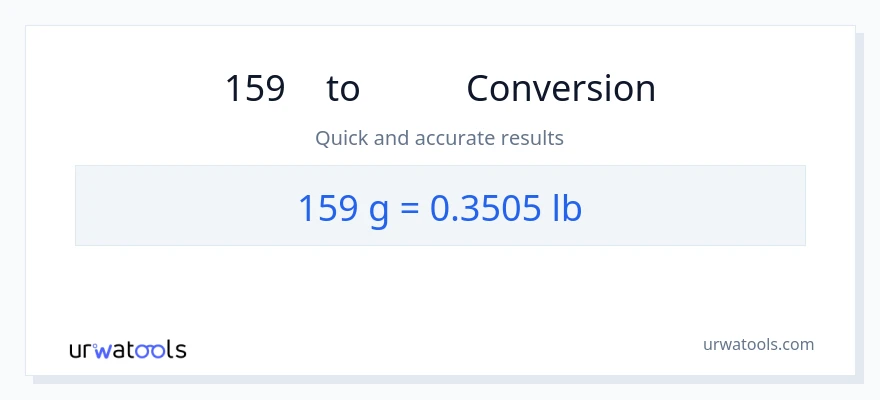 การแปลง 159 กรัม เป็น Lbs