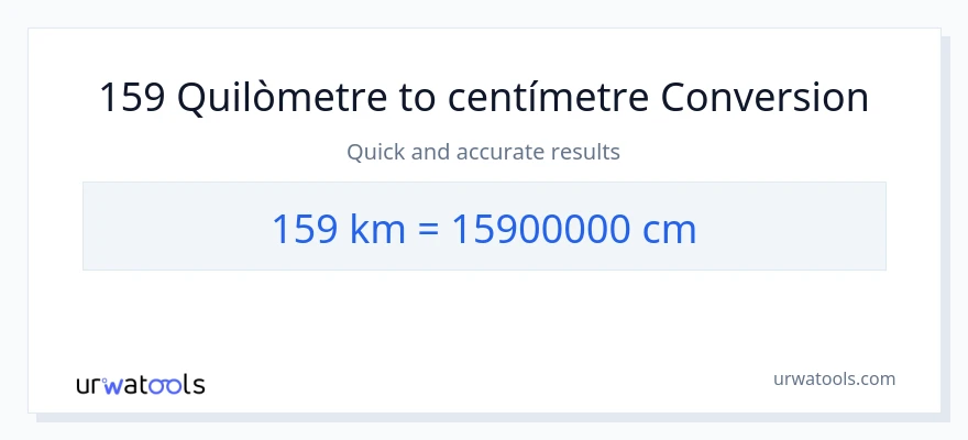 Conversió de 159 Quilòmetres a Centímetres