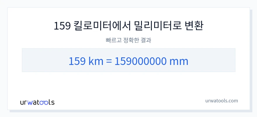 159 킬로미터에서 밀리미터으로의 변환