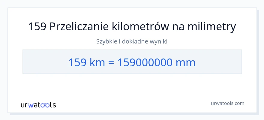 Konwersja 159 kilometrów do milimetry