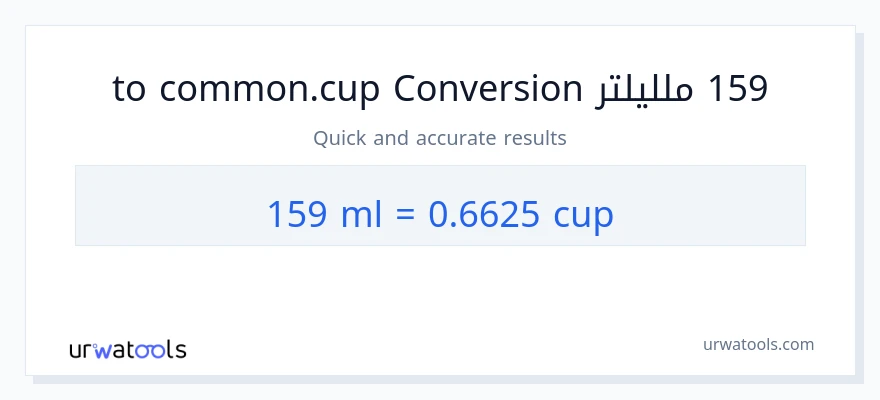 التحويل من 159 ملليلتر إلى أكواب