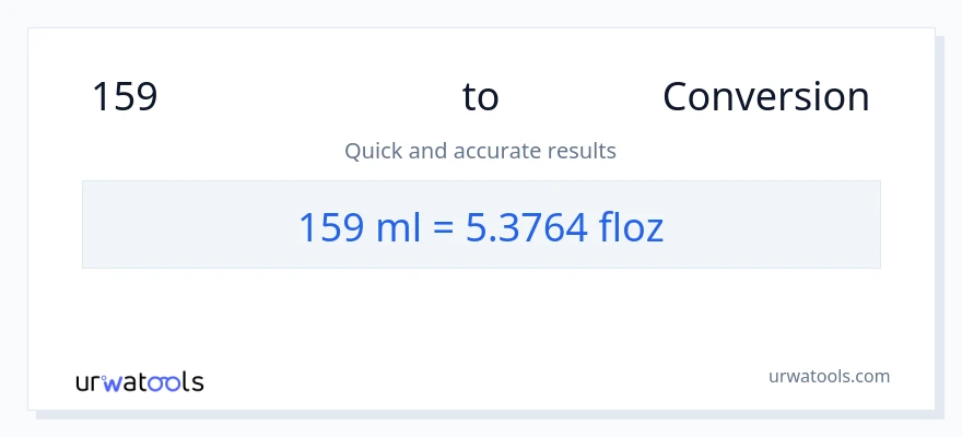 159 മില്ലിലിറ്റർ ൽ നിന്ന് ദ്രാവക ഔൺസ് ലേക്ക് പരിവർത്തനം