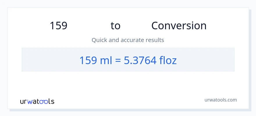 การแปลง 159 มิลลิลิตร เป็น ออนซ์ของเหลว