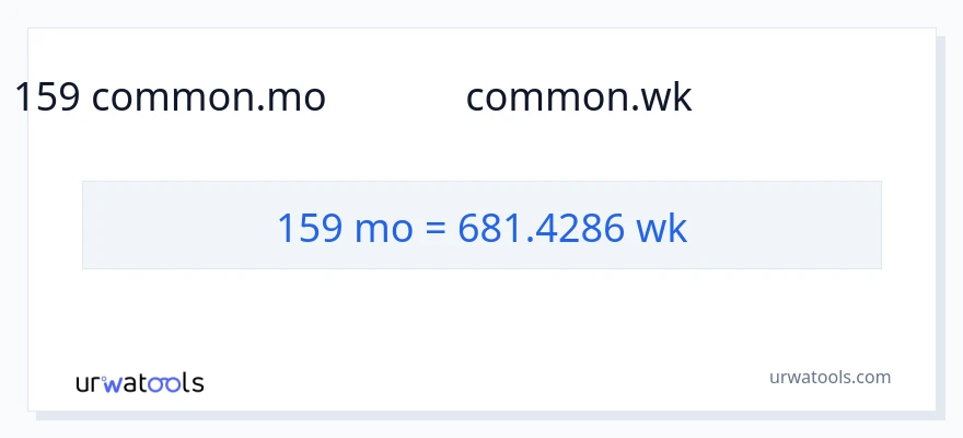 159 నెలలు నుండి వారాలు కు మార్పిడి