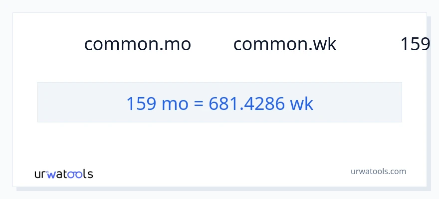 การแปลง 159 หลายเดือน เป็น สัปดาห์